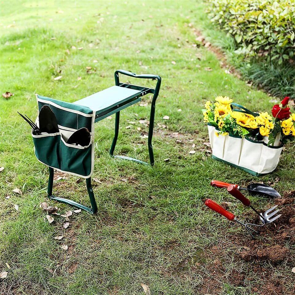 Banc de jardin anti-douleur 2-en-1