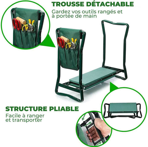 Banc de jardin anti-douleur 2-en-1
