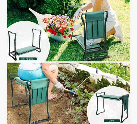 Banc de jardin anti-douleur 2-en-1